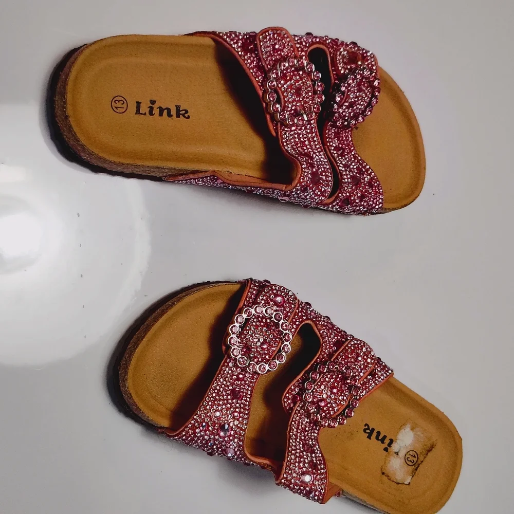Link Pink Rhinestone Little Girls Sandals Size 13. - Picture 12 of 13